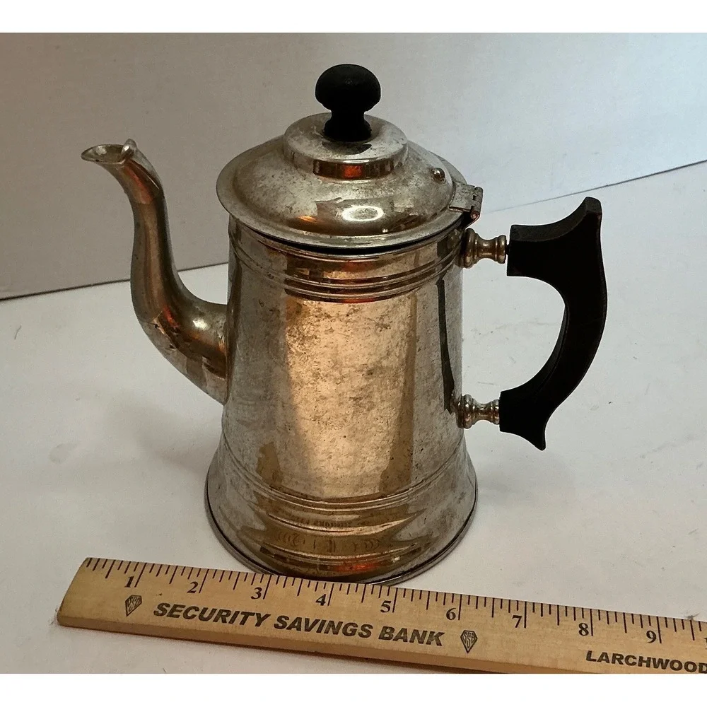 Vintage Coffee Percolator Stovetop Pot Silver Tone Metal Farmhouse